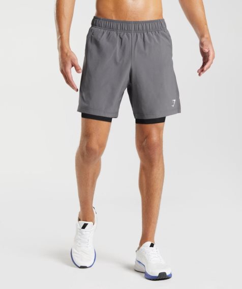 Men's Gymshark Sport 7" 2 In 1 Shorts Grey | CA 3617A0